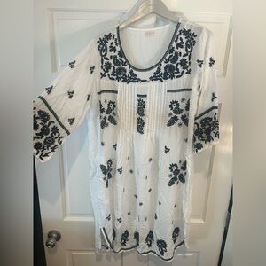 Embroidered white tunic dress